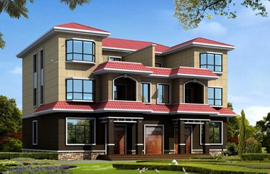 雙拼三層別墅設計圖，帶堂屋設計，適合兄弟齊蓋